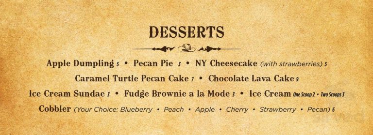 Branding Iron restaurant menu in Kerrville, Texas, USA